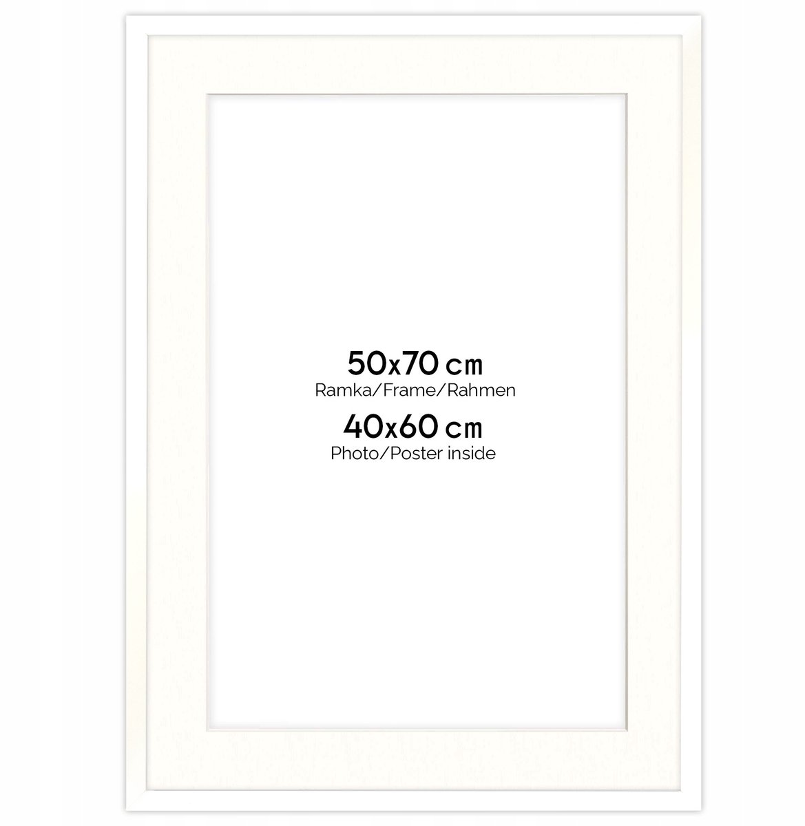 Witte fotolijst HEN PASS 1 50x70 cm met Passe-partout (40x60)