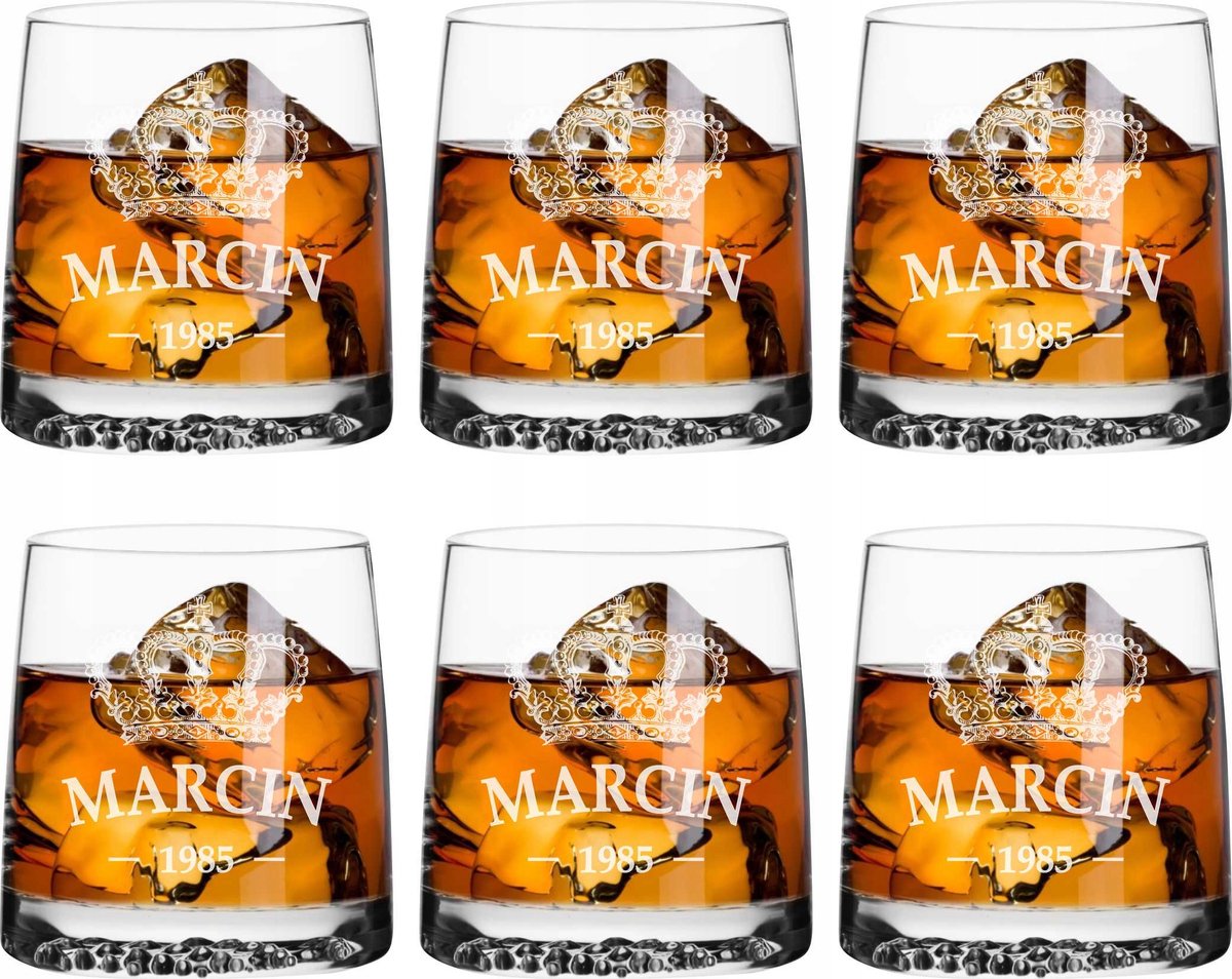Krosno Fjord whiskyglas met gravure - Set van 6