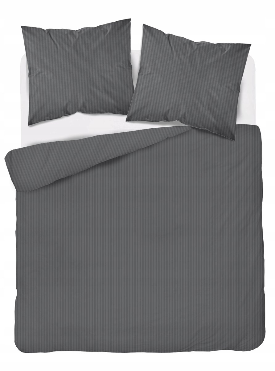 Pure Damast Beddengoed Strepen Donkergrijs 160x200cm Premium