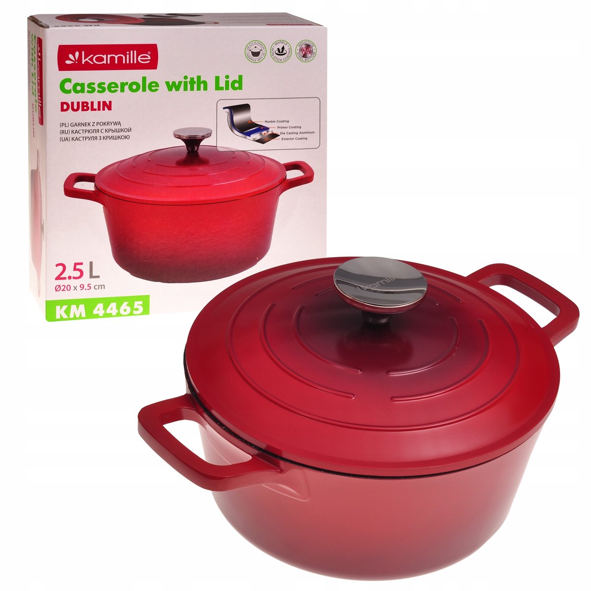 Kamille Marmite Aluminium met Deksel - 2.5L - Geschikt voor Inductie