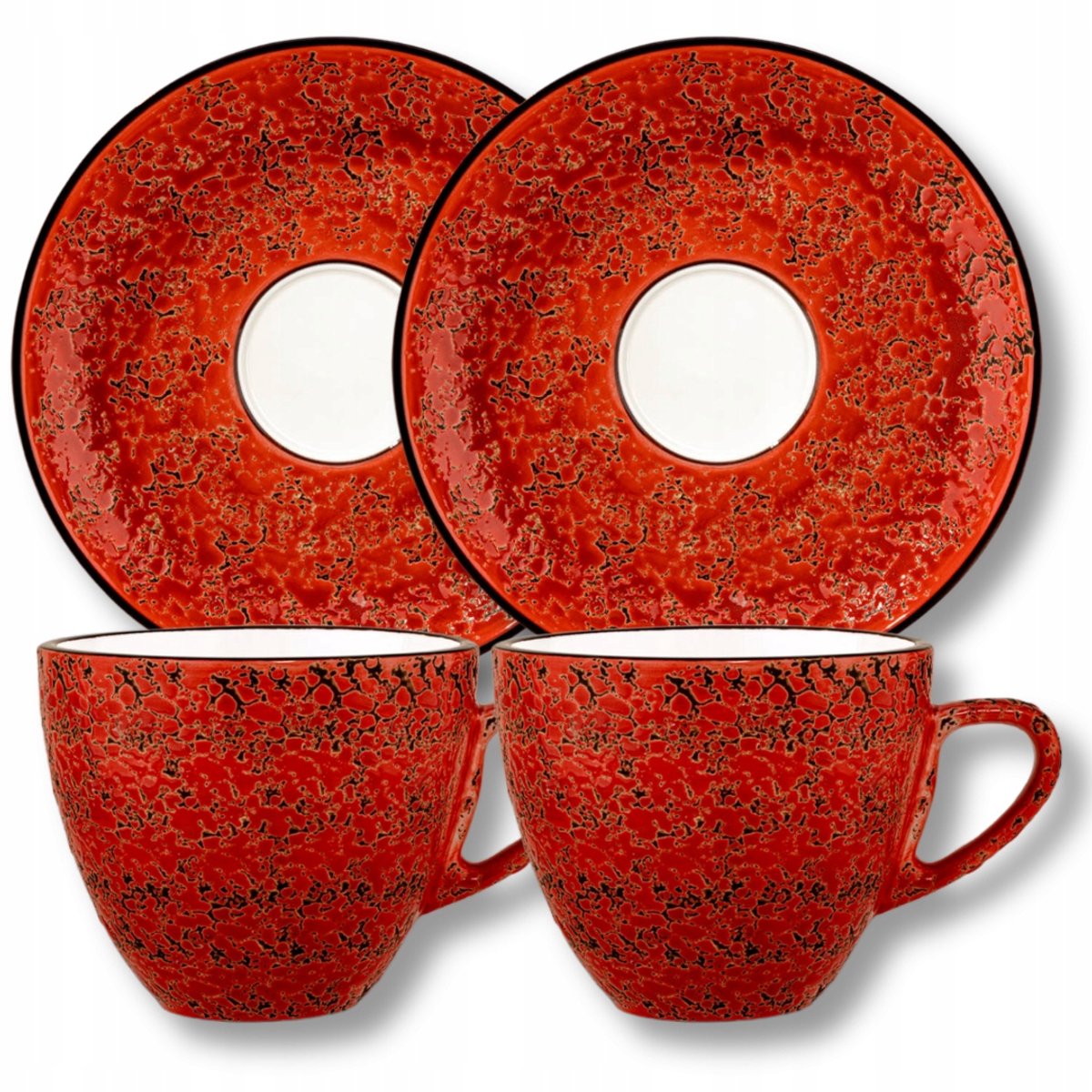 Wilmax Porseleinen Kop & Schotel Set Rood 300ml - ColorBoom Splash