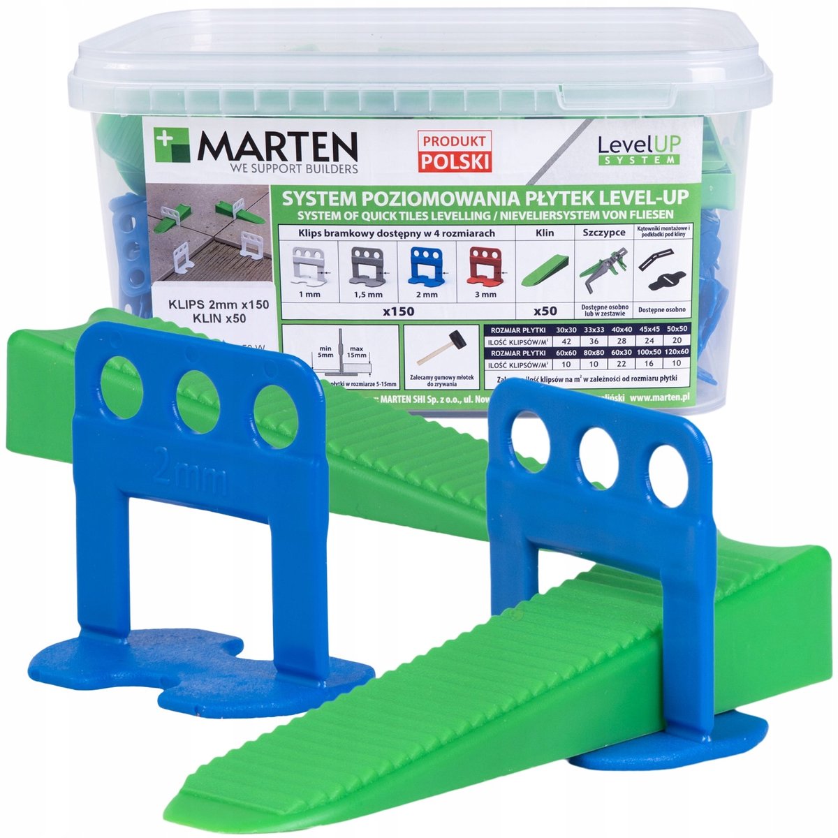 LevelUP Tegel nivelleringssysteem 2mm clips 150st + 50 wiggen