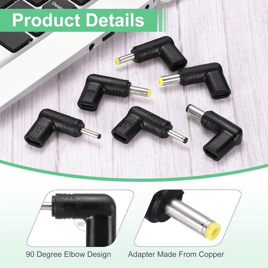 USB Type-C naar DC Male Adapter 12V - Type C naar DC4017 4,0 x 1,7 mm ...