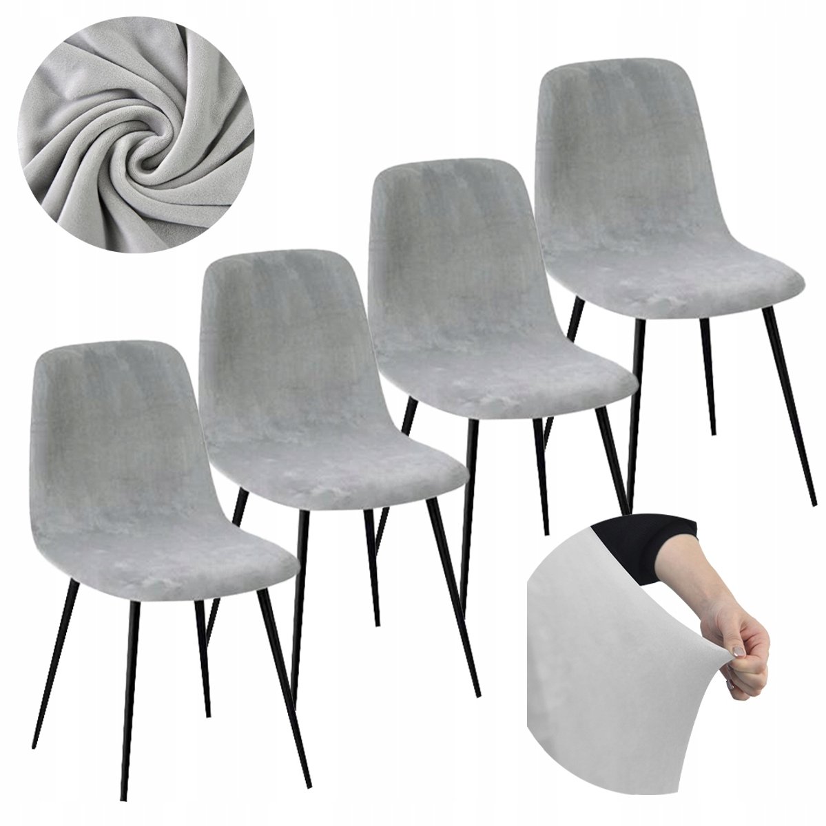 4x Stoelhoes Scandinavisch Lichtgrijs Velours - Duurzaam en Stijlvol