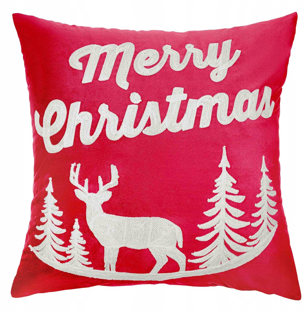 Kerstkussenhoes 45x45 cm - Rood met Rendier - Velours