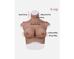 Siliconen Borsten- plus size L XL Borstprothese-Nep borsten- E cup- Cosplay- Travestie-Transgender-Crossdresser-Travestiet-100% siliconen-Breastplate