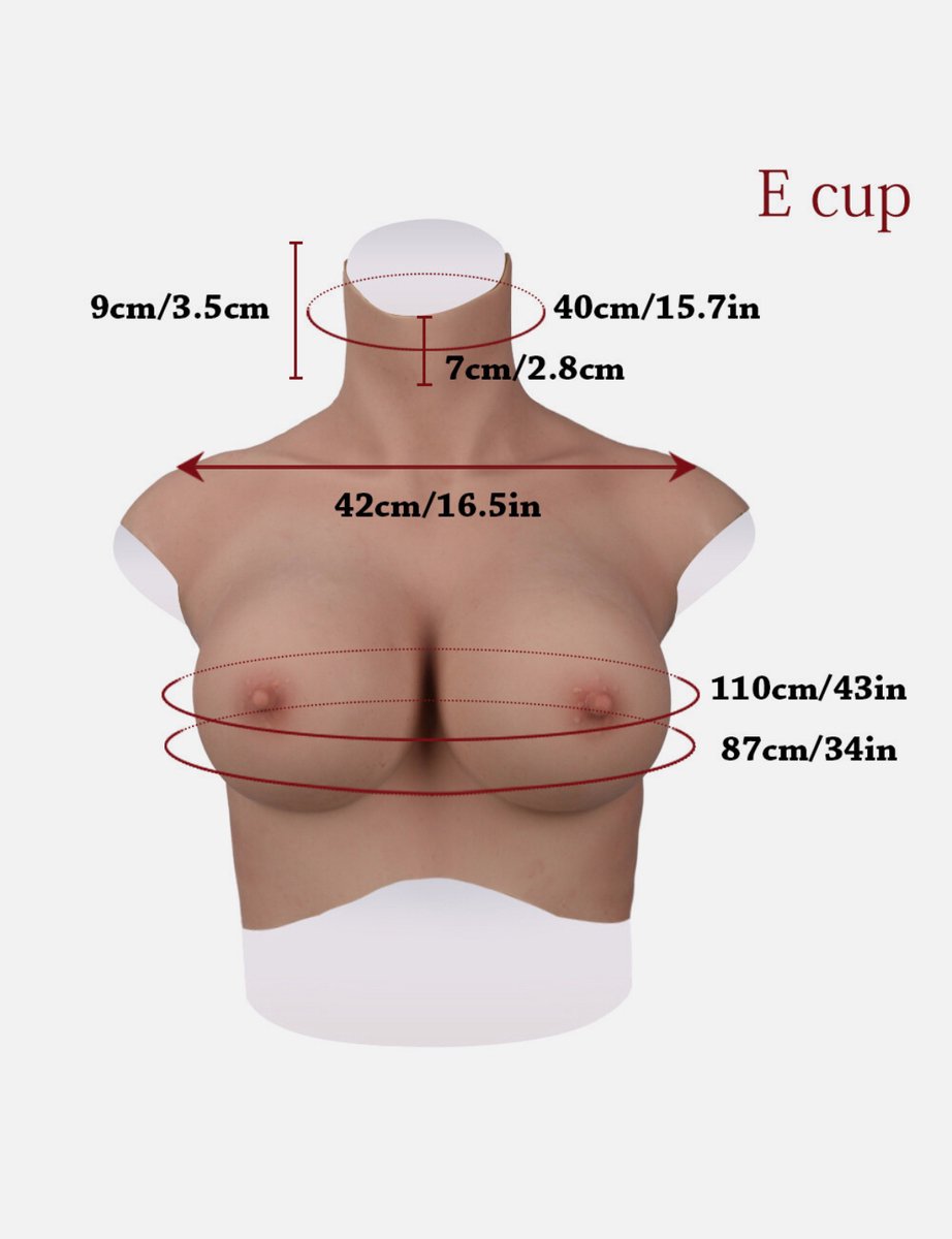Siliconen Borsten- plus size L XL XXL Borstprothese-Nep borsten- E cup- Cosplay- Travestie-Transgender-Crossdresser-Travestiet-100% siliconen-Breastplate