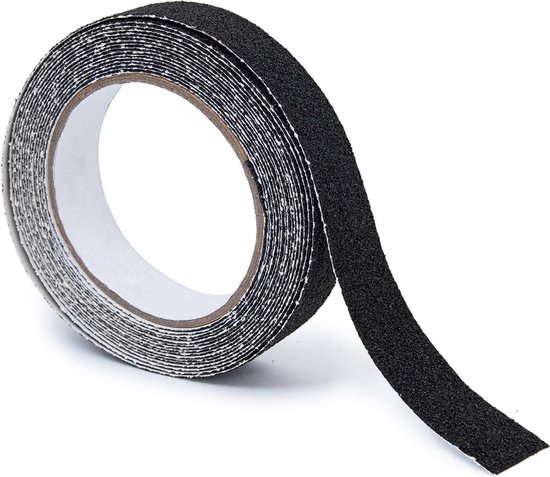 Antisliptape - Zwart - 5 Meter – 25 mm Breed – Zelfklevende Anti-Slip Tape voor Binnen & Buiten – Trap Antislip Stroken voor Trappenhuis, Vlonders, Oprit & Badkamer – Sterke Grip & Weerbestendig