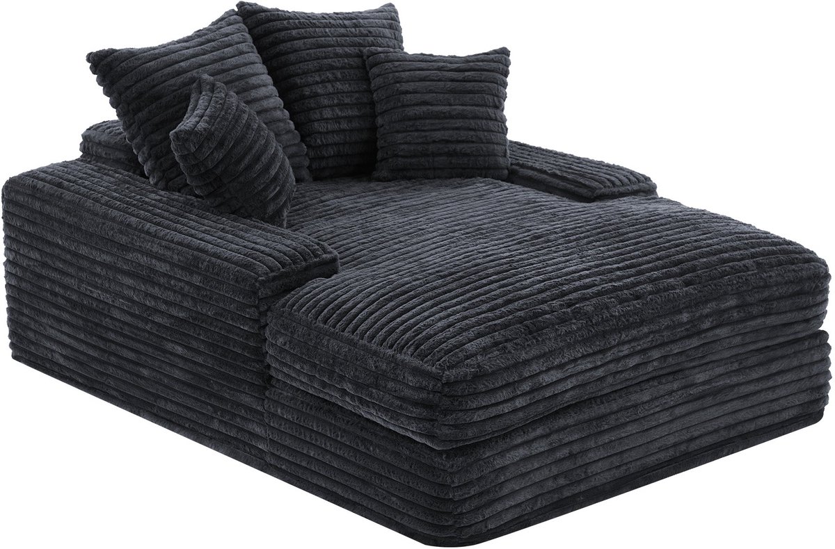 Merax Luxe Corduroy Slaapbank 3 Zits Chaise Longue Met 4 Kussens Zonder Montage Direct Klaar Voor Gebruik Ultrazacht Multifunctioneel Sofa Bed Voor Woonkamer Of Appartement Grijs