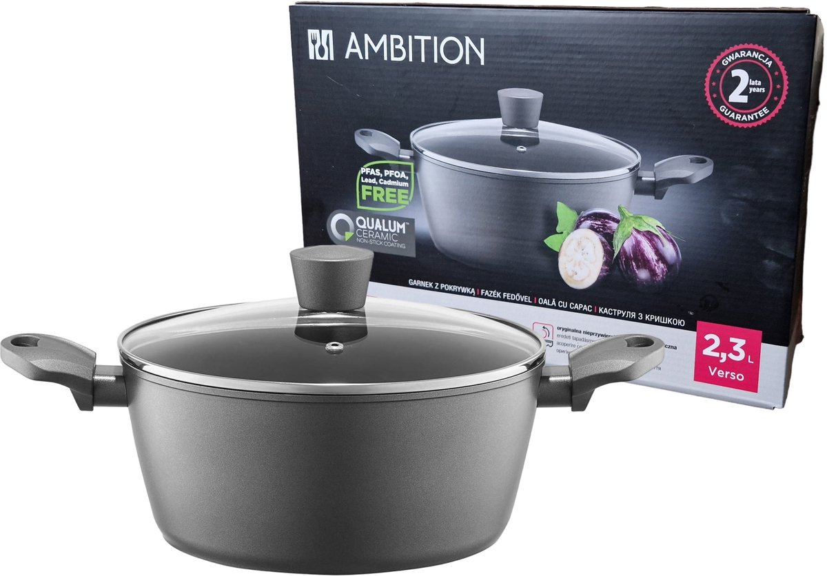 Ambition Verso kookpan met deksel, 20cm, 2.3L, inductie