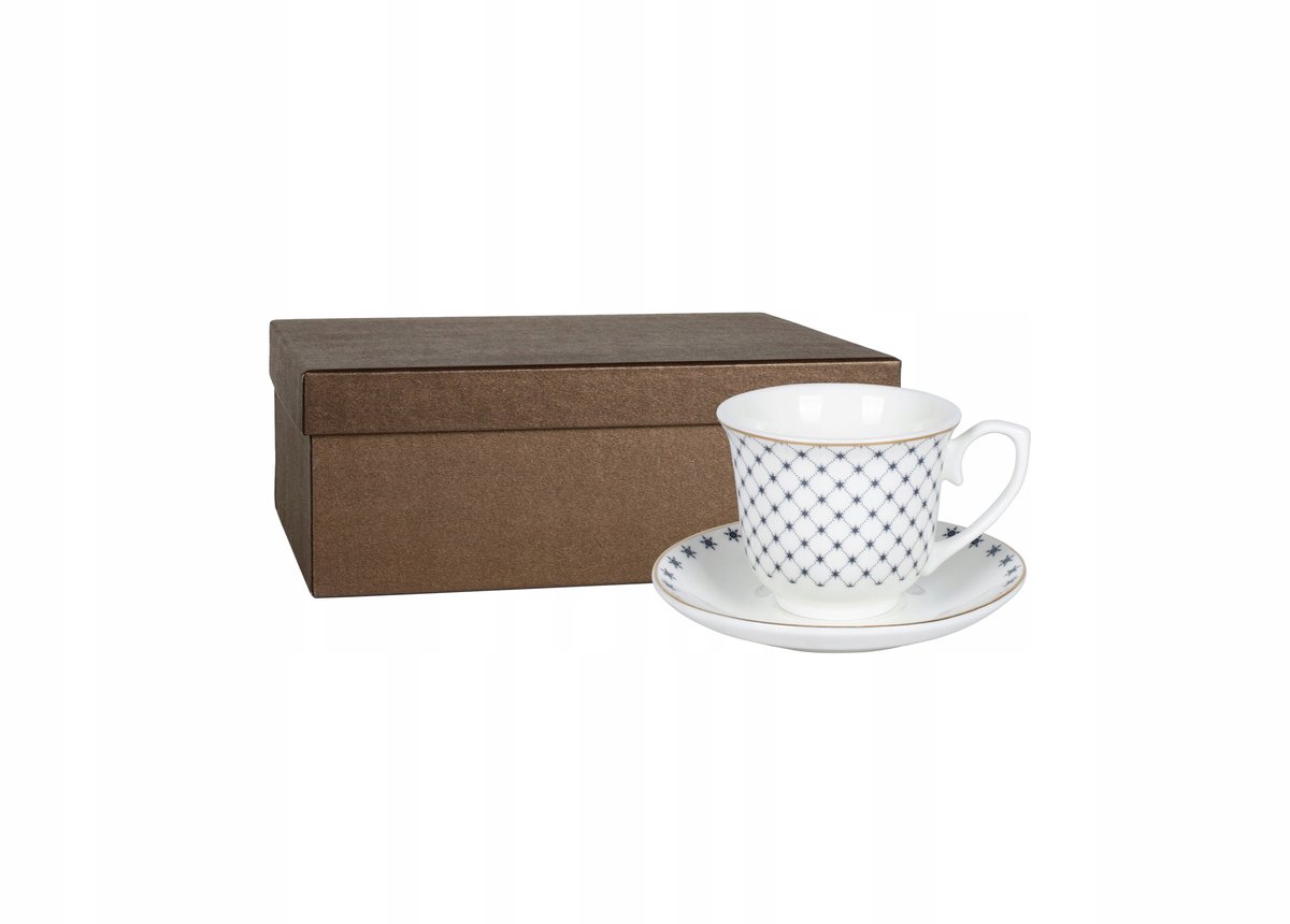 Porseleinen Kopjes met Schotels, Set van 2, Stippen, 250 ml