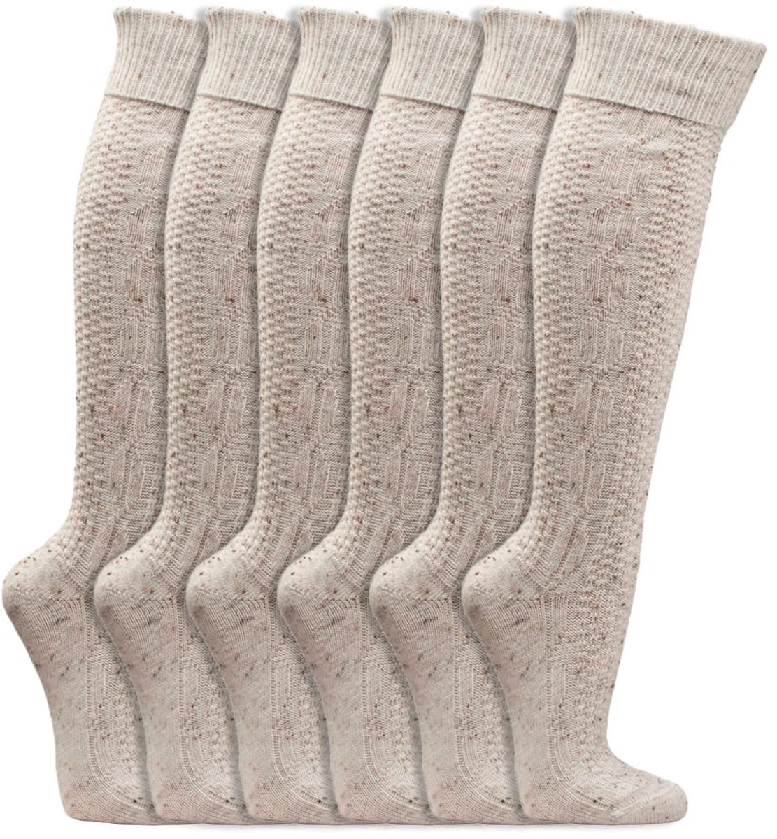 Gebreide kniekousen Kabelpatroon Beige