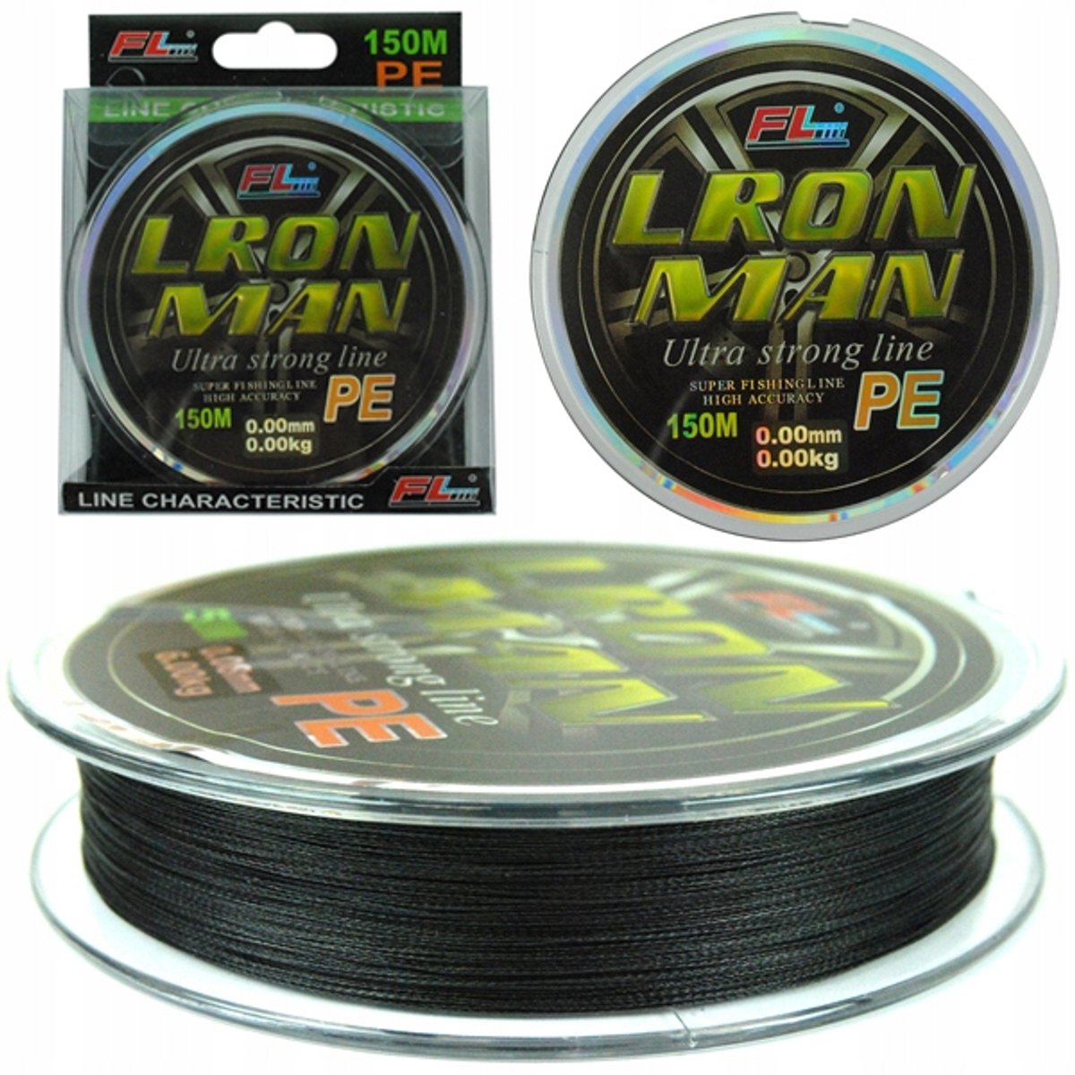 FL LRON MAN Zwarte Vislijn 150m 0,16mm 10,2kg PE Hoge Kwaliteit
