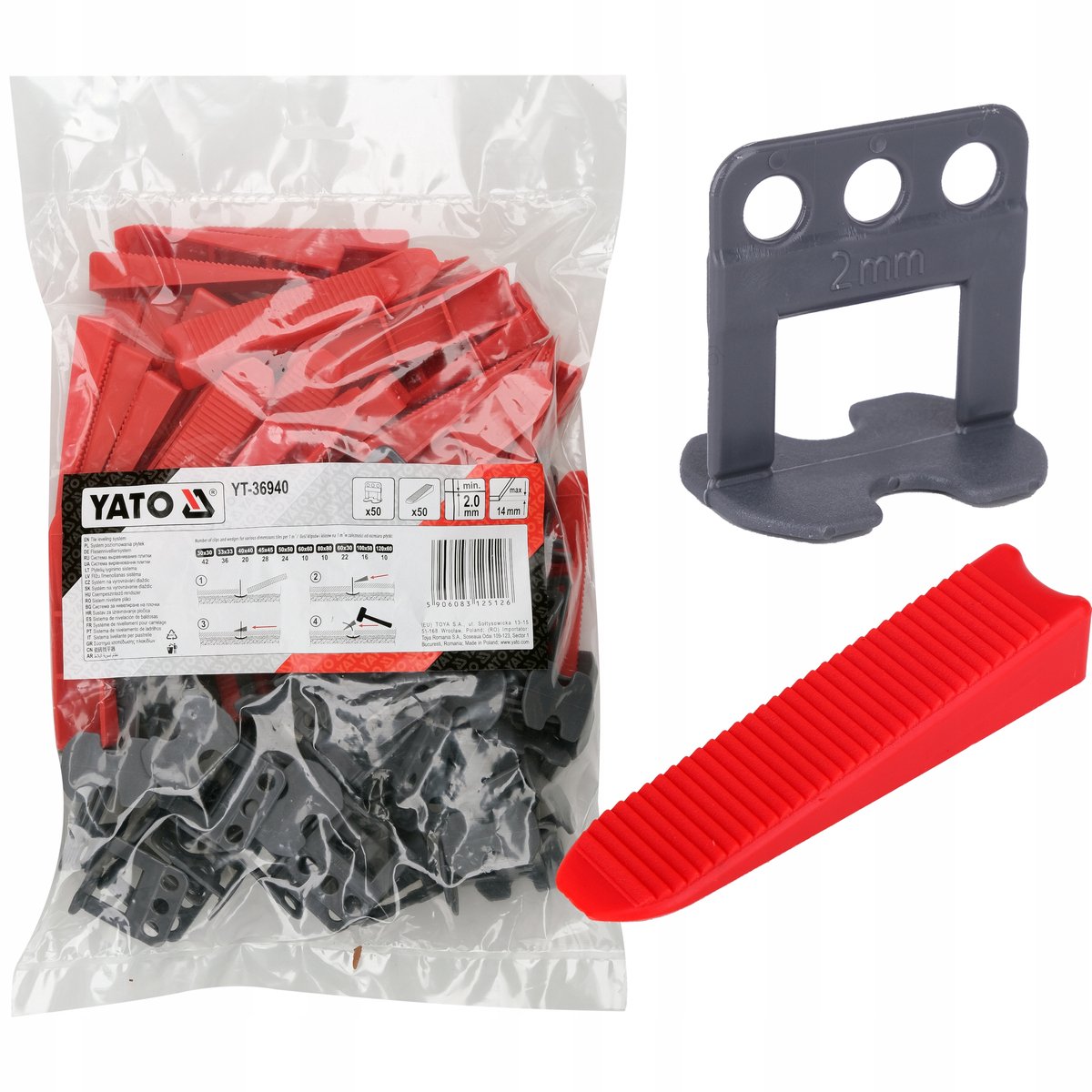 Yato Tegelniveletes 2 mm - 50 clips en 50 pruiken