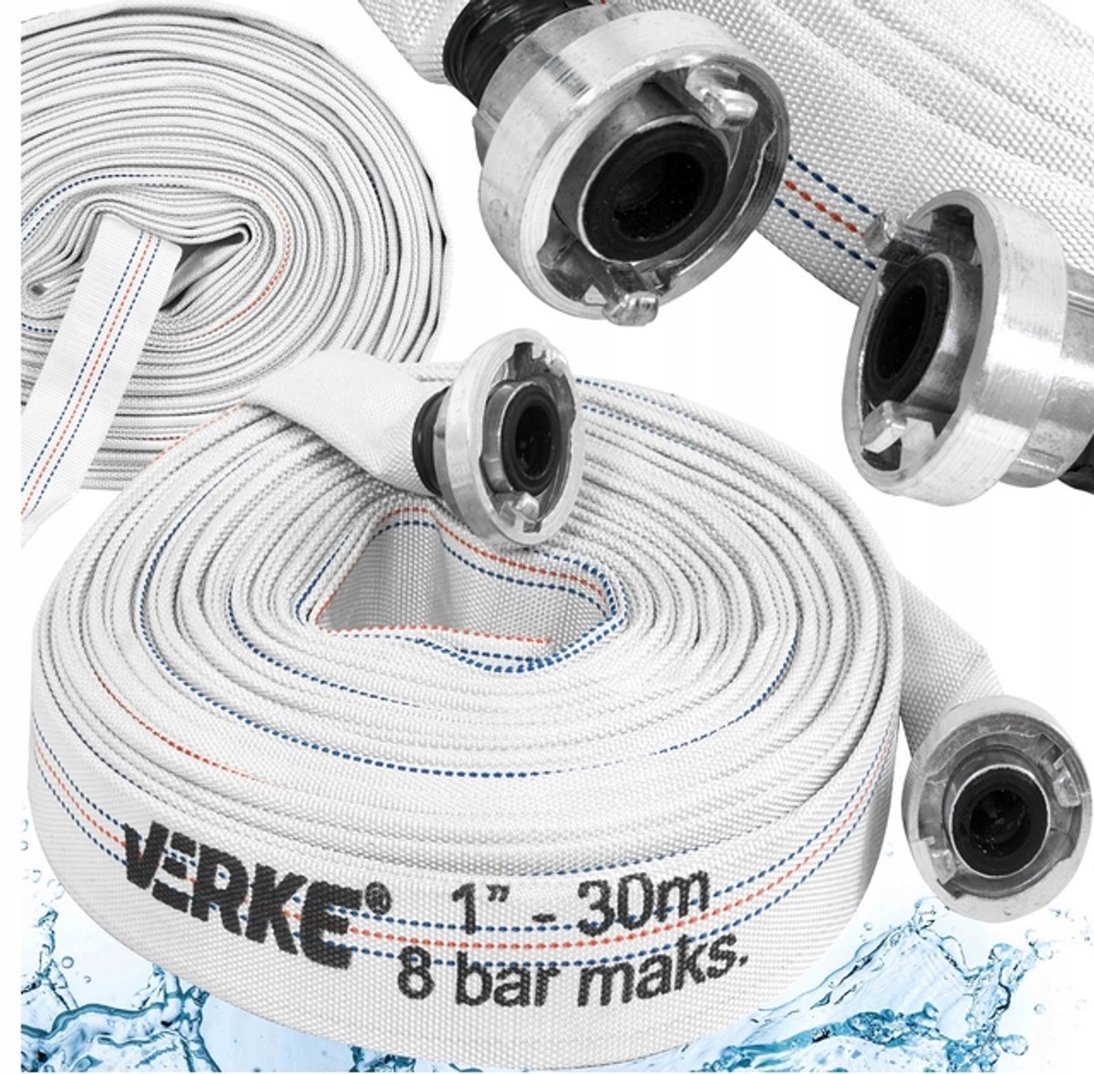 Brandweerslang vuilwater 1" 30m met koppeling