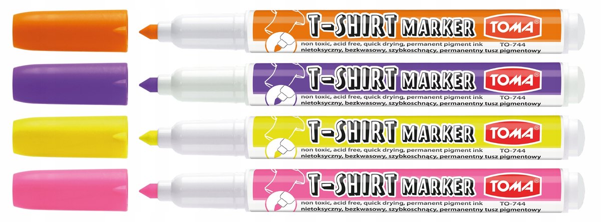 Toma Textielstiften Set - 4 Kleuren voor T-shirts
