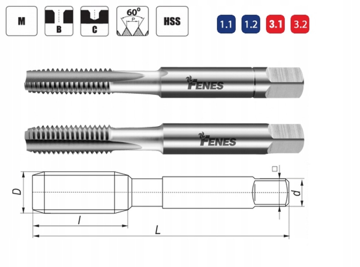 FENES M10 HSS Handtap ISO2-6H voor Staal