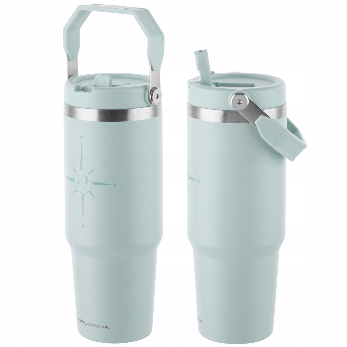 Thermosbeker met Rietje 890ml Mint Groen Roestvrij Staal