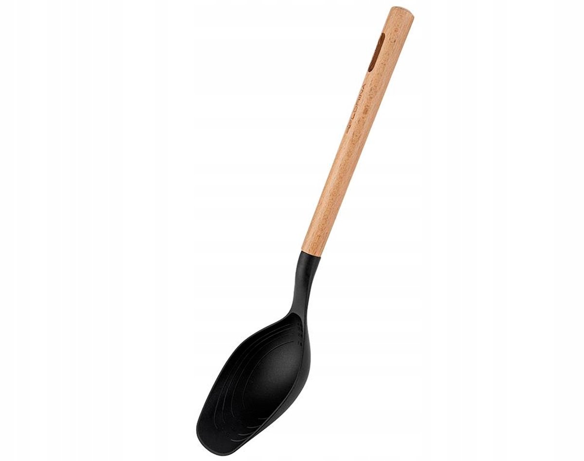 Florina Nylon Serveerlepel met Houten Handvat - Zwart