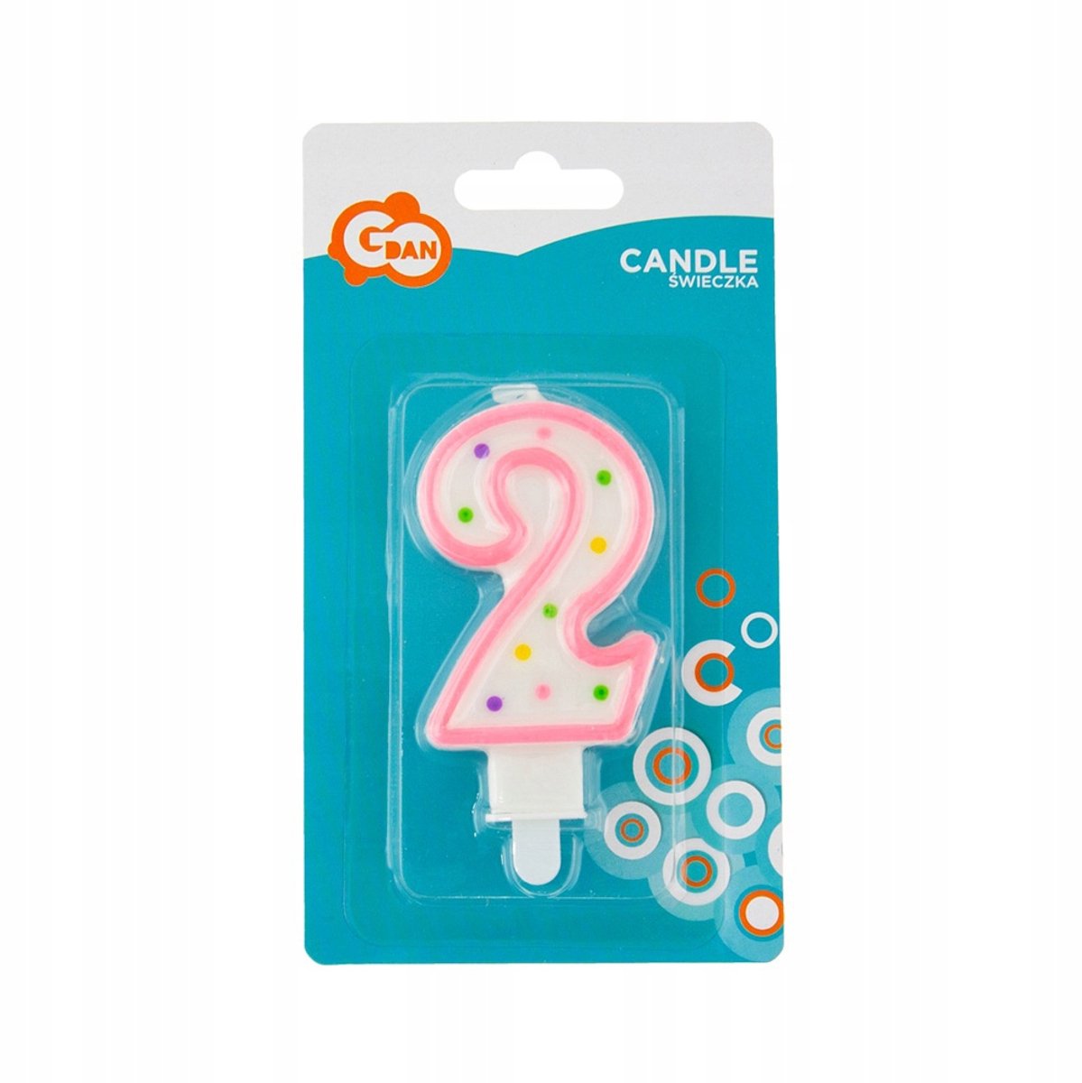 Kaars Cijfer 2 met Stippen - 7,5 cm