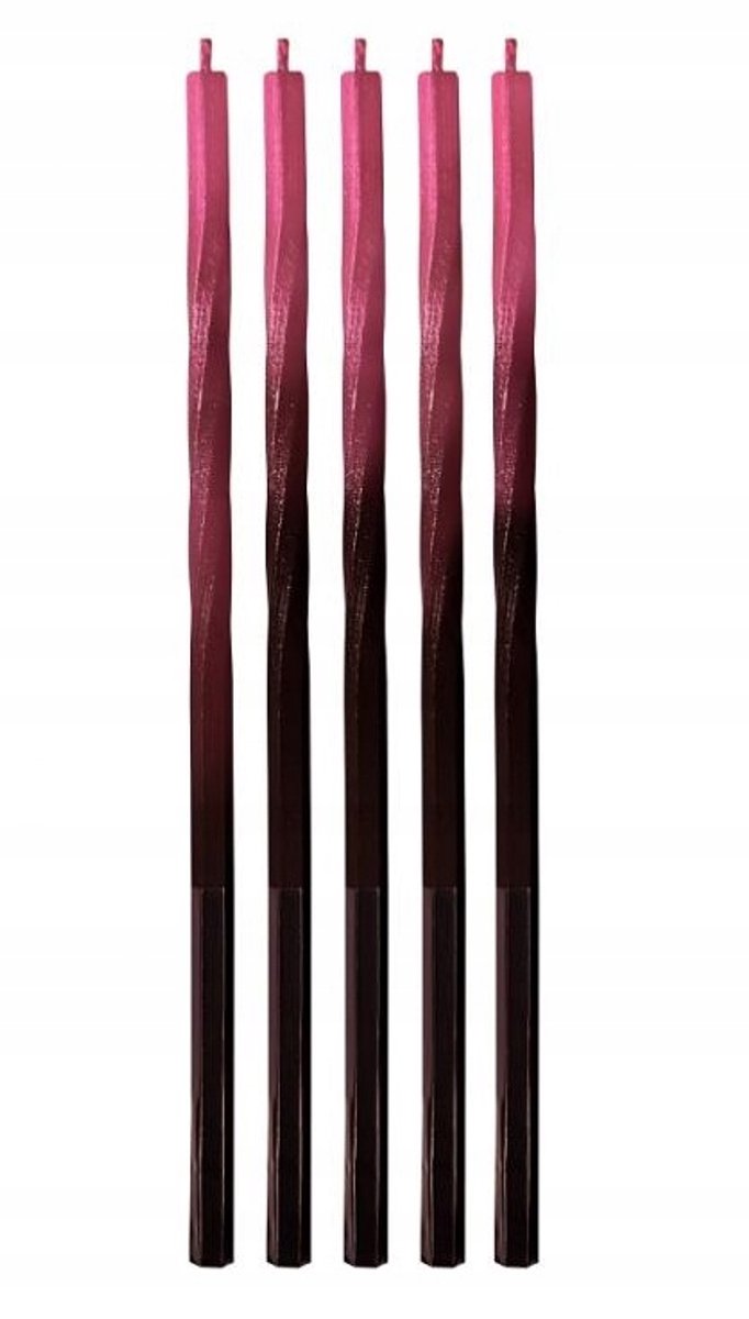 Ombre Taartkaarsen Rood-Zwart 5 Stuks 15cm