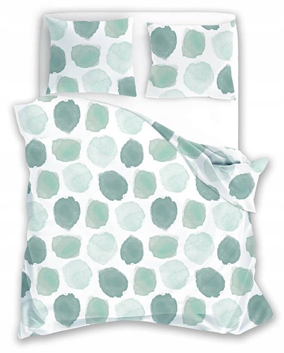 Dekbedovertrek 140x200 Satin Microvezel - Mint Groene Stippen