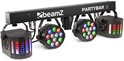BeamZ Partybar 2 lichteffect met twee ronde LED-spots en twee vierkante lichteffecten.