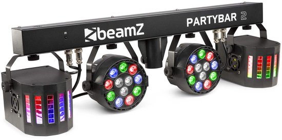 BeamZ Partybar 2 lichteffect met twee ronde LED-spots en twee vierkante lichteffecten.