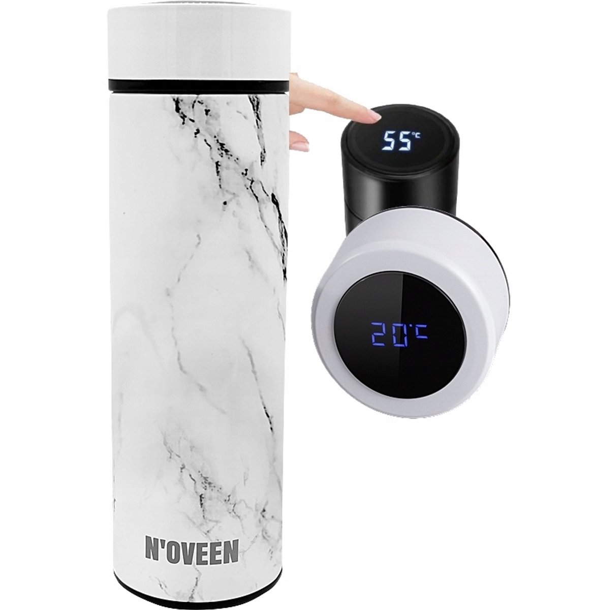 Slimme Thermosbeker met LED Temperatuurweergave - Marmer Look