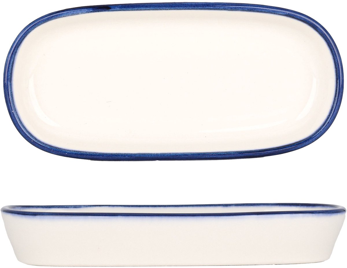 Bonna Serveerschaal - Linea Blue - Porselein - 14 cm - set van 2
