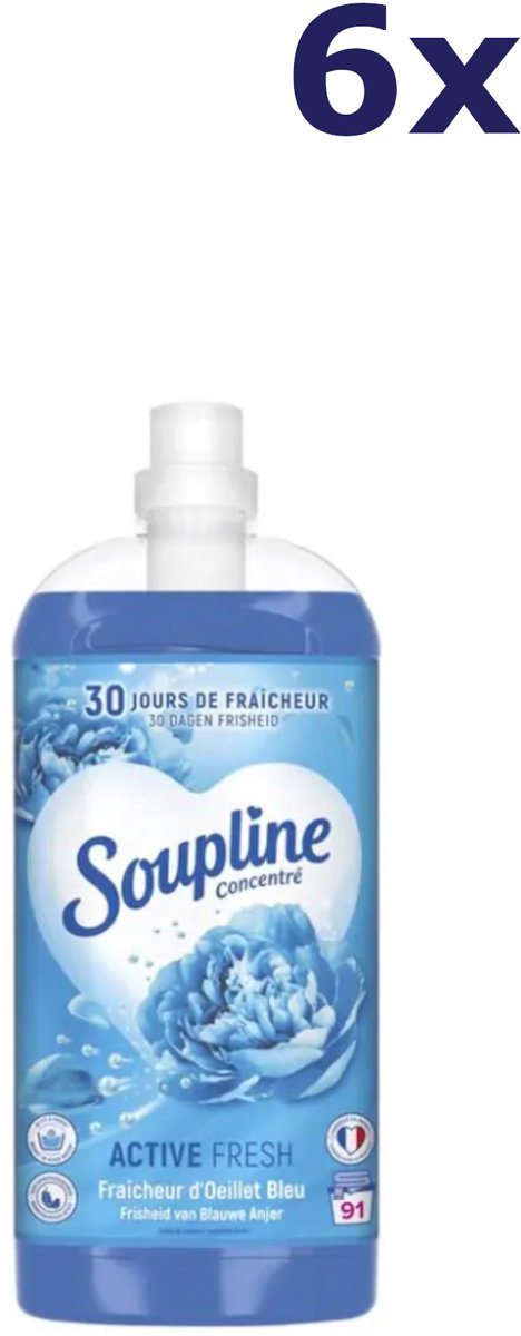 6x Soupline Wasverzachter - 91sc2L - active fresh - frisheid van blauwe anjer