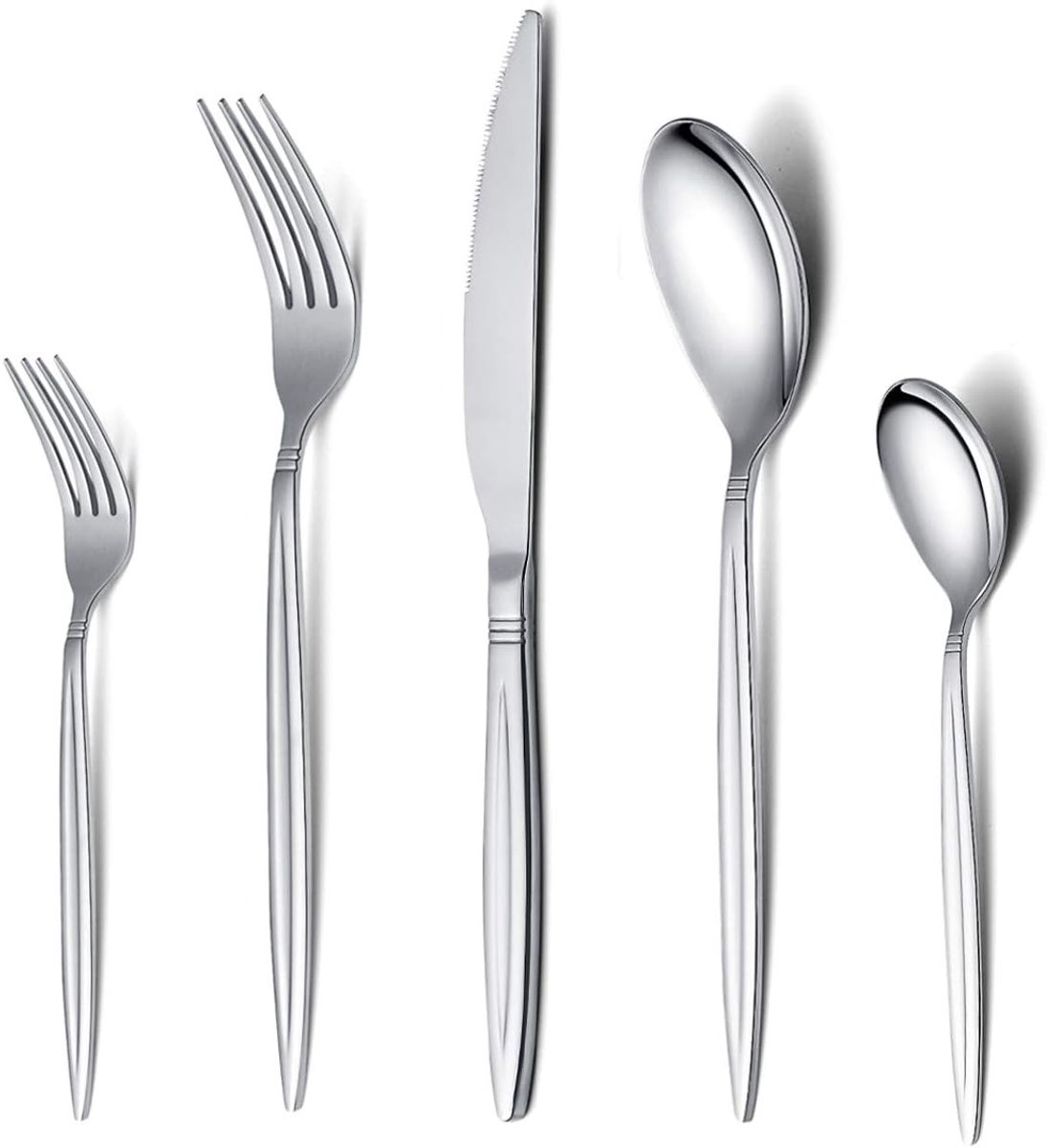 Sander Shop 20-delige bestekset voor bestek, roestvrijstalen gebruiksvoorwerpen, serviceset voor 4 personen, glanzende afwerking, vaatwasmachinebestendig (zilver)