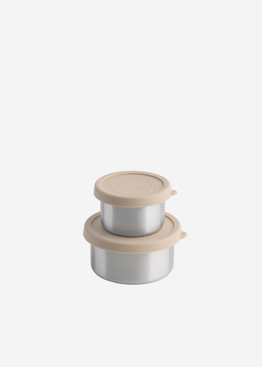 AYA&IDA - SET Snack Containers - lunchbox - pillendoosje - set voedselcontainer - granola container - 100ml + 200ml - Cream Beige