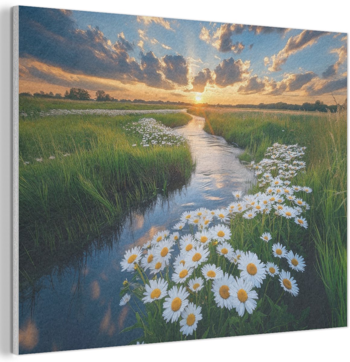 Akoestisch wandpaneel 40x30 cm - Vilt schilderij Beekje - Landschap - Margriet - Akoestische panelen - Geluidsdempende wanddecoratie - Geluidsisolatie woonkamer - Muurdecoratie geluidspanelen