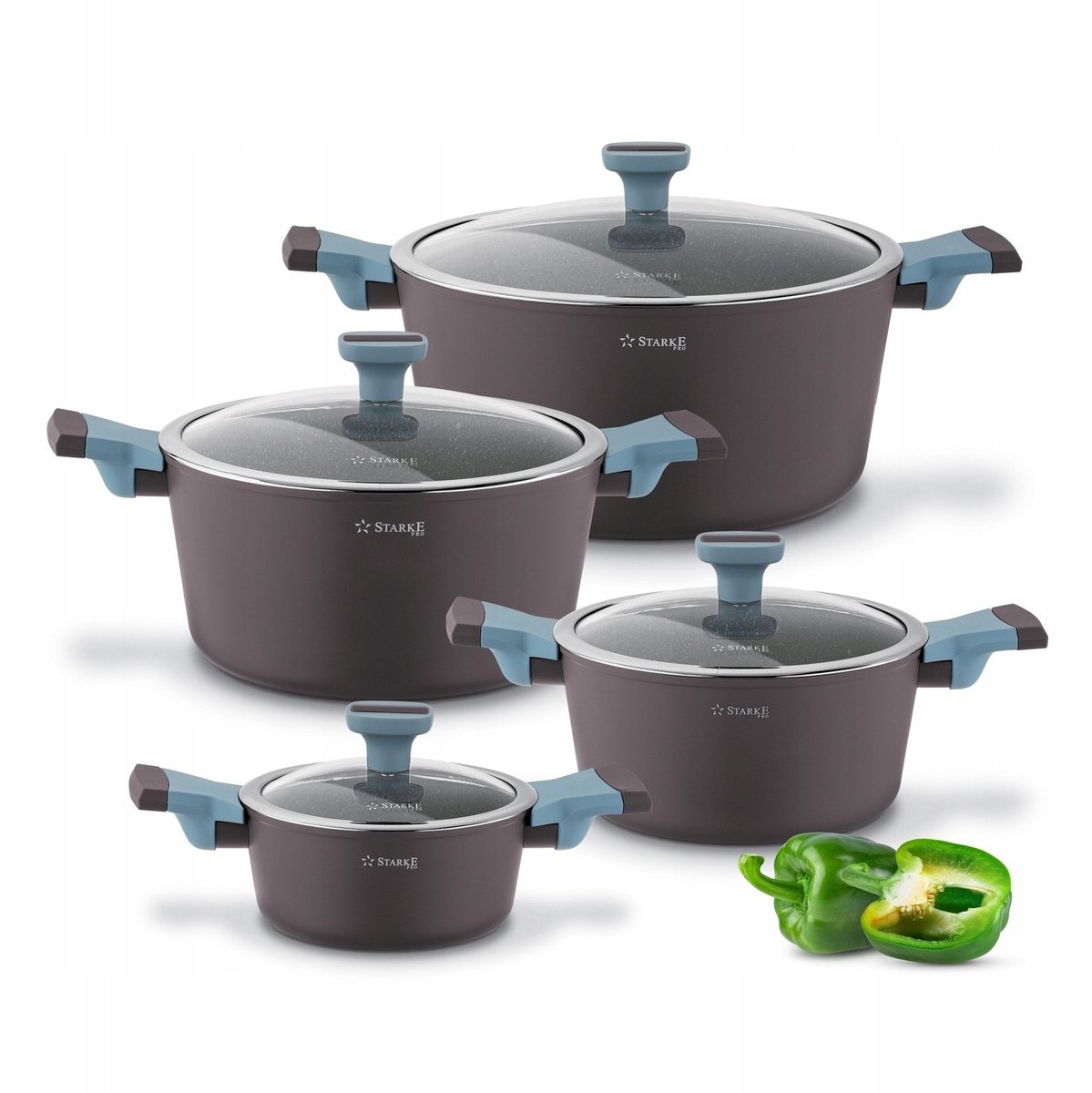 Starke Pro Luxury Grey II Pannenset - 8 Delen, Inductie & Alle Kookplaten