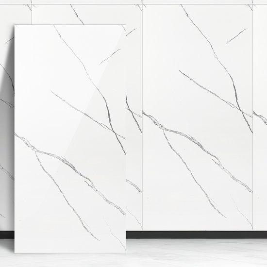 60x120cm PVC wandpaneel - Marmer plaat - Badkamer paneel - Marmerlook - Renovatiepaneel - Paneel - TV paneel - Televisie paneel - Douchewand - Douchepaneel - Keukenpaneel - Keukenwand - 4 Stuks - Wit