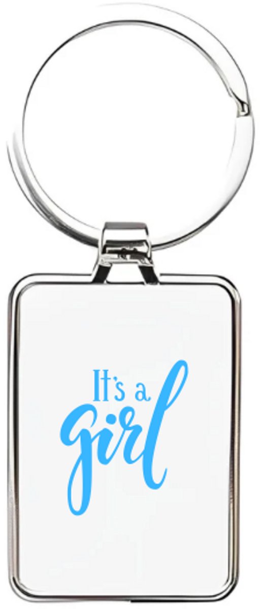 Hacebo® - It's a Girl sleutelhanger rechthoekig - Baby - Kersverse ouders - sleutelhangers - Geboorte kraamcadeau meisje - babyshower - rechthoekige sleutelhanger - 3 x 7.8 CM
