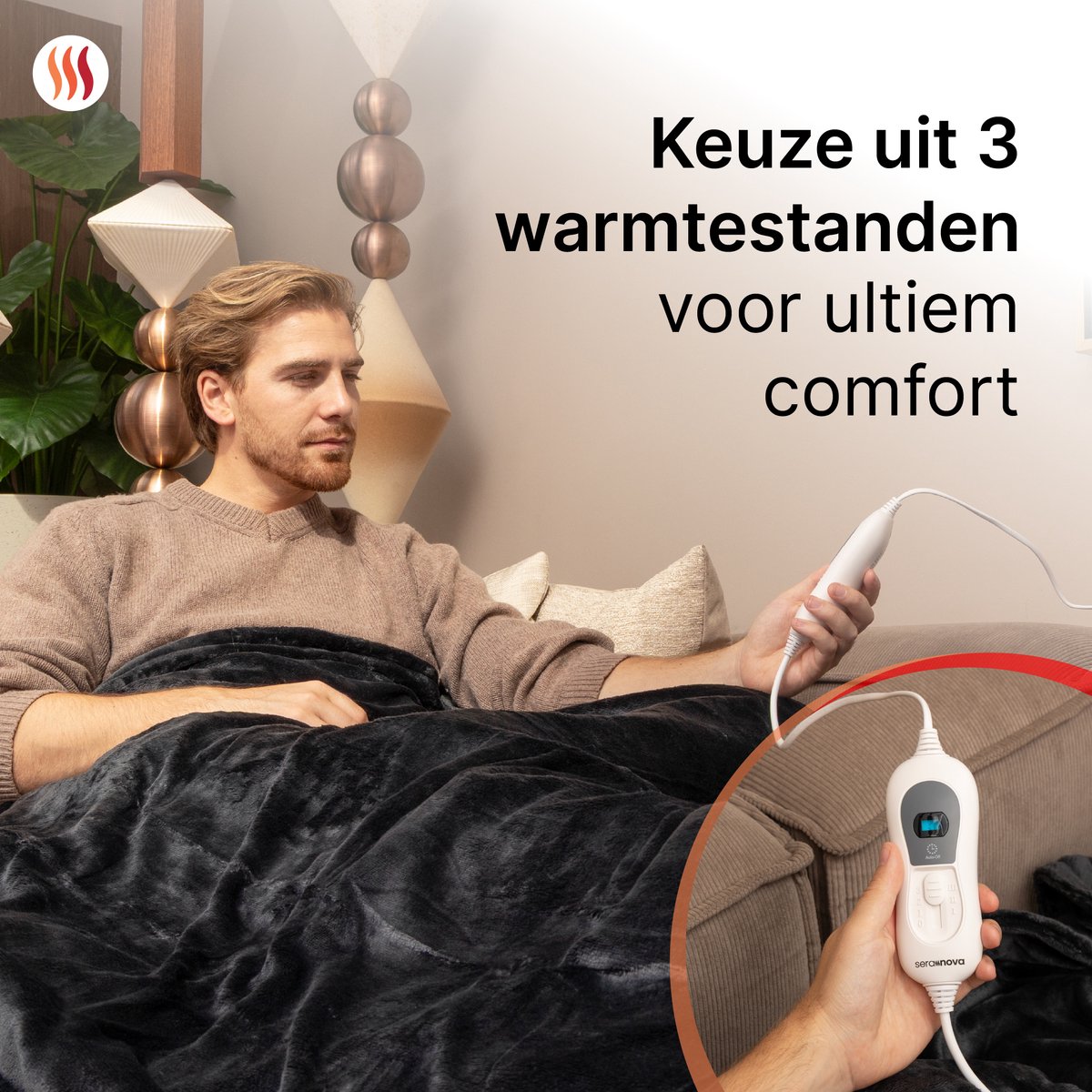 Afbeelding 2 van Seranova Elektrische Deken Light - 160x120 cm - 1 persoons