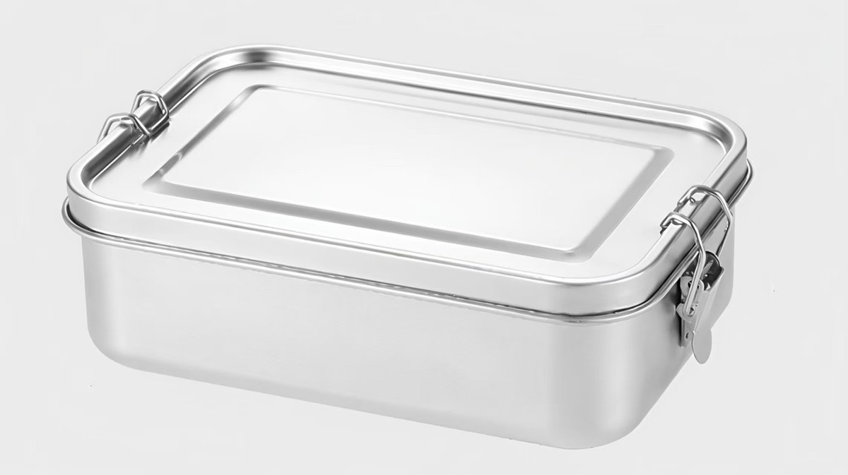 Lunchbox van roestvrij staal - 304 roestvrij staal - magnetronbestendig - zilver - 1200 ml