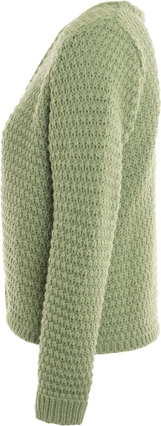Knit Factory - Becky Knitted Cardigan - Cardigan tricoté pour femme - Cardigan court à hauteur de hanches - Cardigan femme vert clair composé de 30 % laine et 70 % acrylique - Vert Sage - 40/42