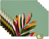 Napperons - 6 pièces - 45x30 cm - Set de table en plastique - Feuilles - Branche - Coloré - Dessous de Assiettes - Décoration de table - Accessoires de décoration de table de Cuisine - Dessous de verre en Vinyl - Décoration de table