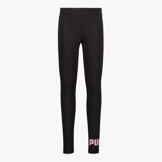 Zwarte legging met roze 'PU' logo op de linker broekspijp.