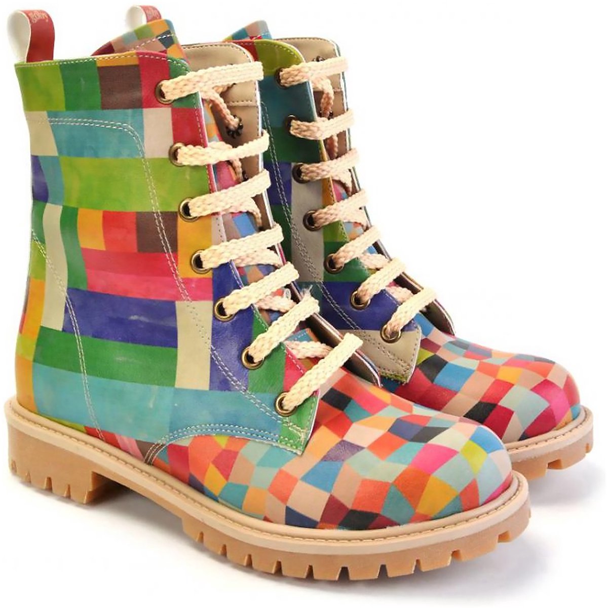 GOBY Mosaic Colors Dames Laarzen Handmade Vegan Leer