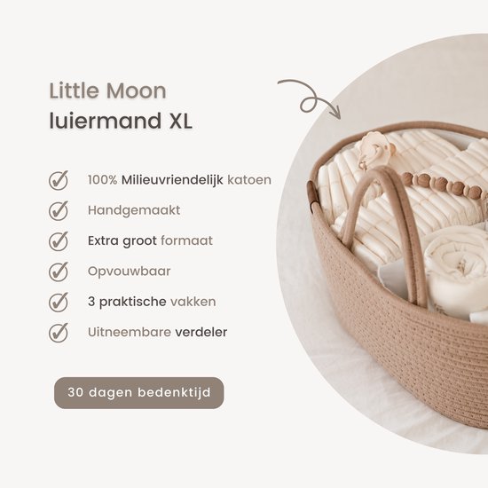 Little Moon Luiermand - Commodemand - Luier Organizer - Kraamcadeau - Natural Sand — afbeelding 4