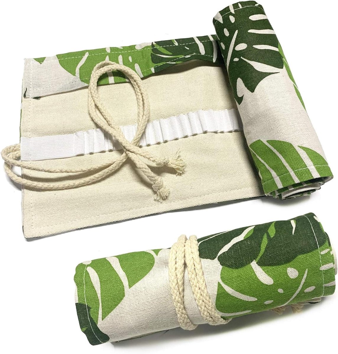 Allecto plus - Canvas potlodenetui met 72 gaatjes, oprolbare kleurpotloodhouder voor kunstenaars, school en kantooropslag.