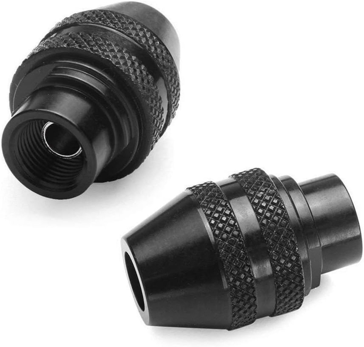 Universal Quick Change Keyless Chuck - Dremel Rotary Tool Accessories - Snel Wisselsysteem 1/32 Inch Tot 1/8 Inch - 2 Stuks - Voor Doe-Het-Zelvers En Professionals - Zilver