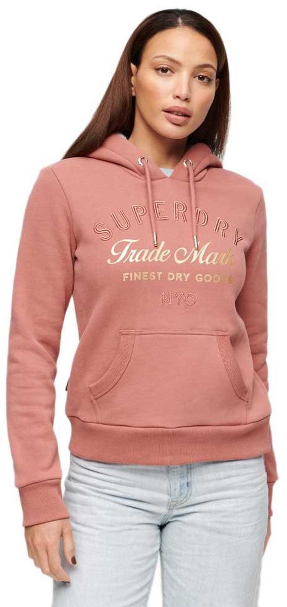 Superdry Luxe Metallic Logo Hoodie 2XS Vrouw Weathered Rose
