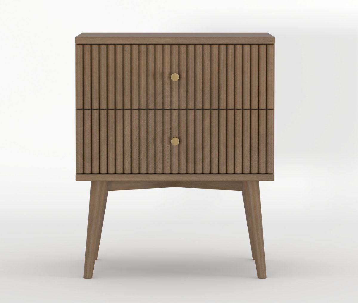 Nachtkastje Sem - Mango Hout - Bruin - 45x55x35 cm (BxHxD) - Twee Lades