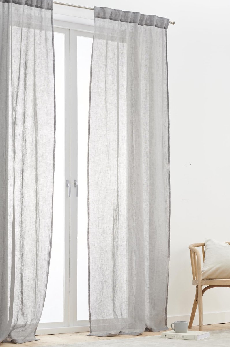 Ibenzoa Linnen Gordijnen voor Woonkamer met Scandinavisch Design en Eenvoudig Onderhoud Grijs
