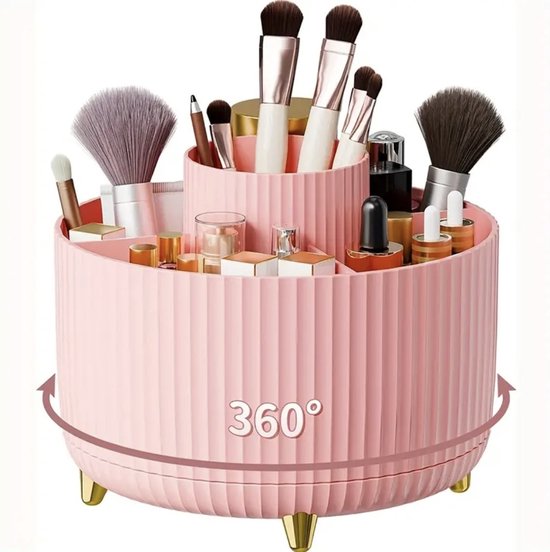 Make Up Organizer – Roze - Goud - Ladekastje – Sieraden Houder - Transparant - make-up organizers - mini organizer - make up set - make up kastje - make up organizer zwart - beautycase - beauty organizer - organizer bakjes - draaibaar